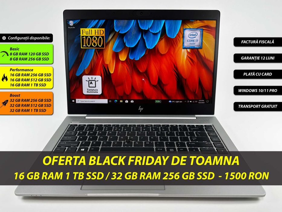 Laptop HP Elitebook Intel i7 16 gb 1TB ssd 14 inch Garantie 12 Luni