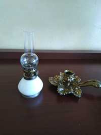 Антикварни газова лампичка и свещник