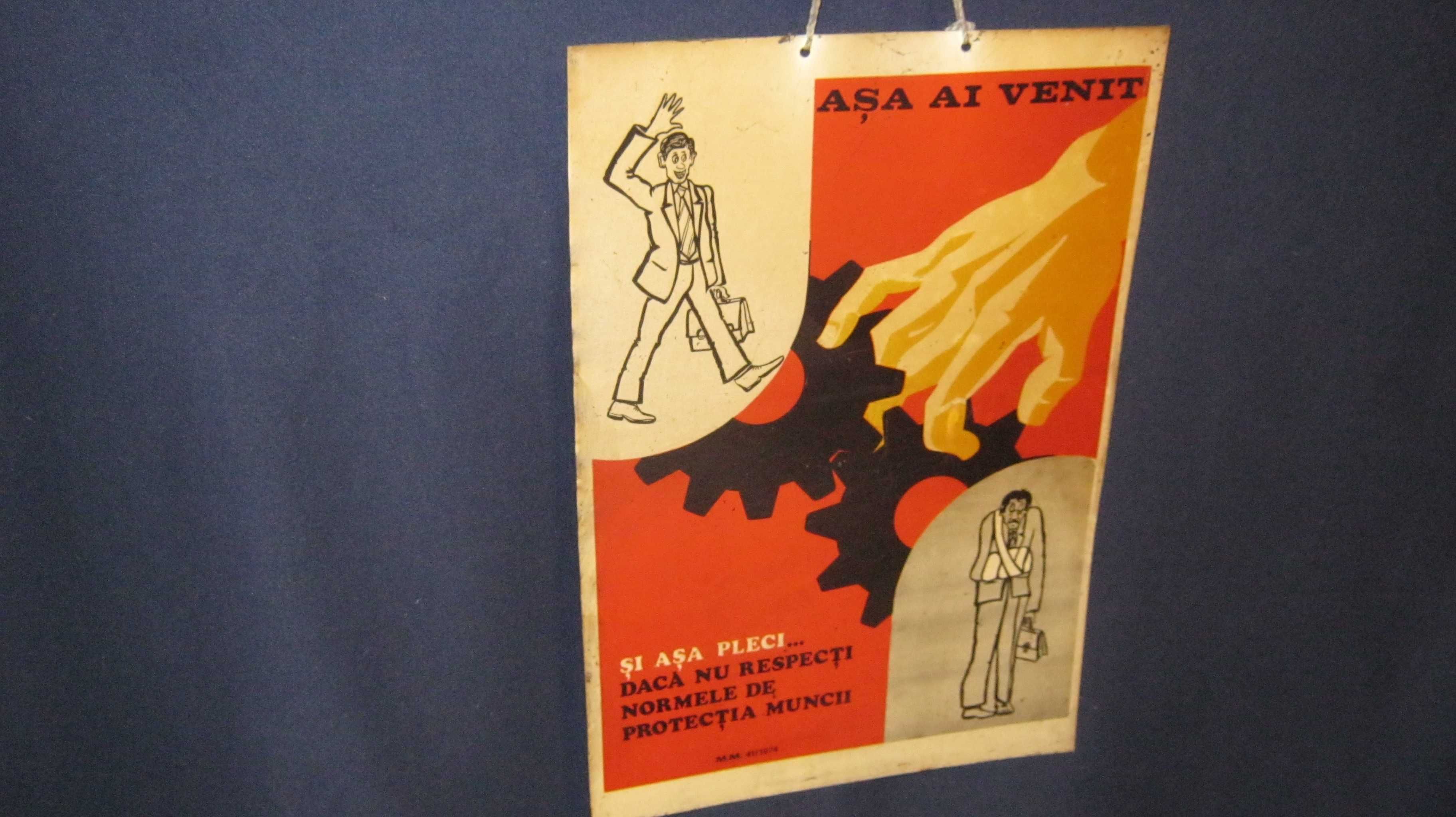 Table PROTECTIA MUNCII,perioada comunista,anii '70.(36X53,5cm)