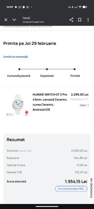 Huawei Watch GT 3 pro ceramic in garanție