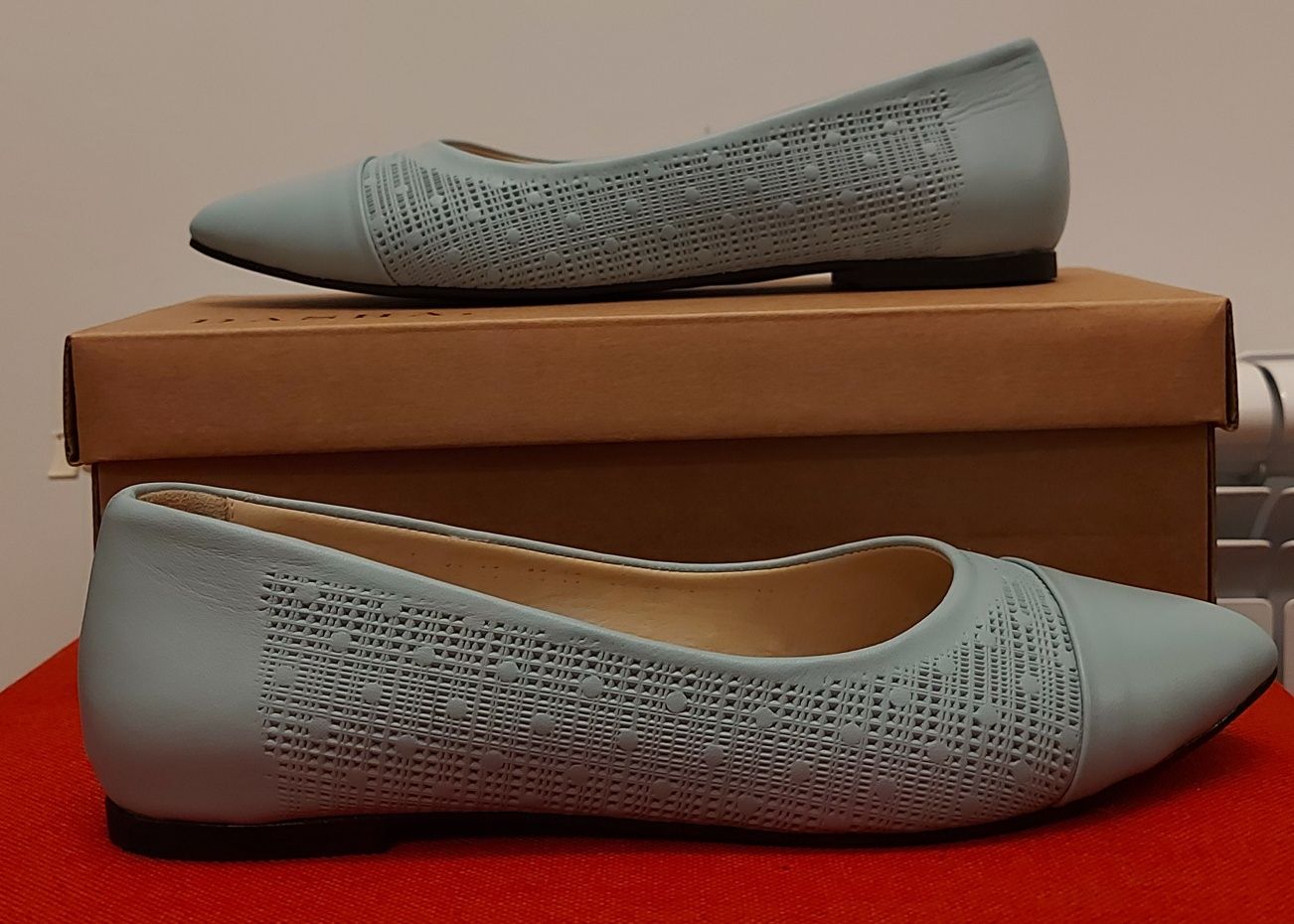 Pantofi dama din piele noi Dasha culoare bleu, nr.39