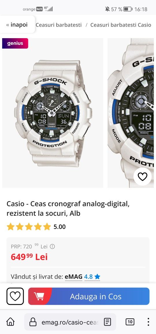 G-shock casio 5081 ga 100 alb