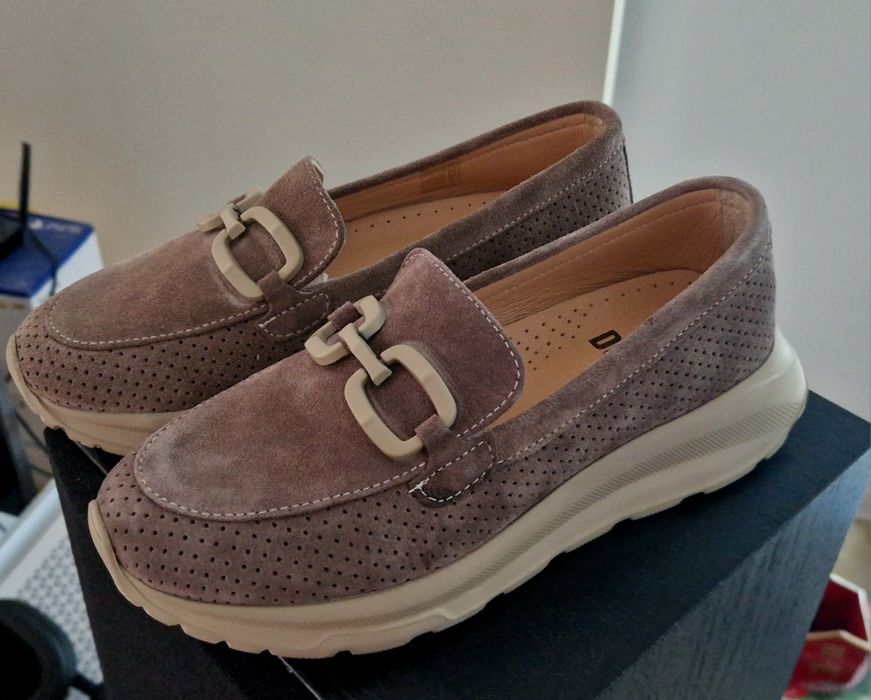 Дамски мокасини естествен велур и естествена кожа 36 номер