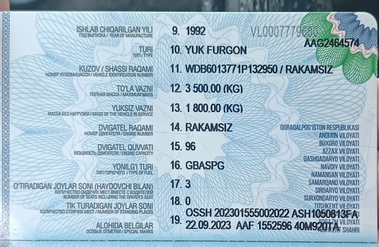 1992 yil Mers 601 baklashka
