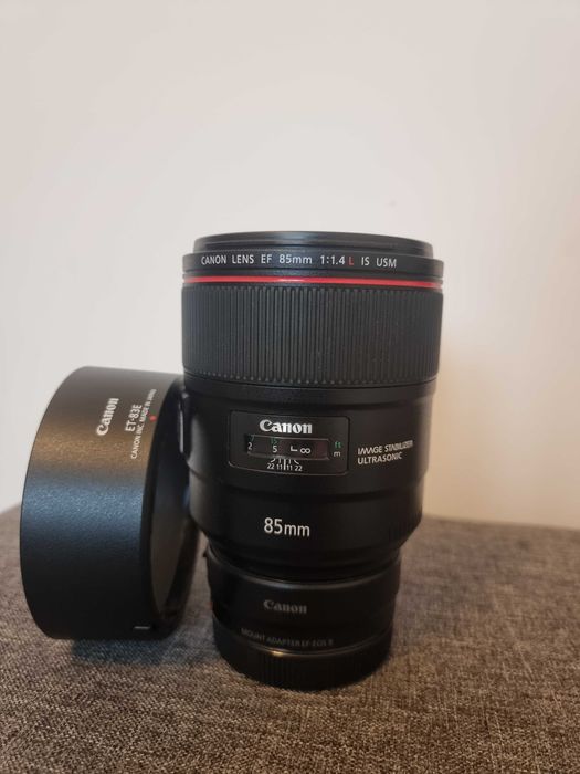 Obiectiv Canon EF 85mm F1.4 L IS USM  + adaptor RF-EF