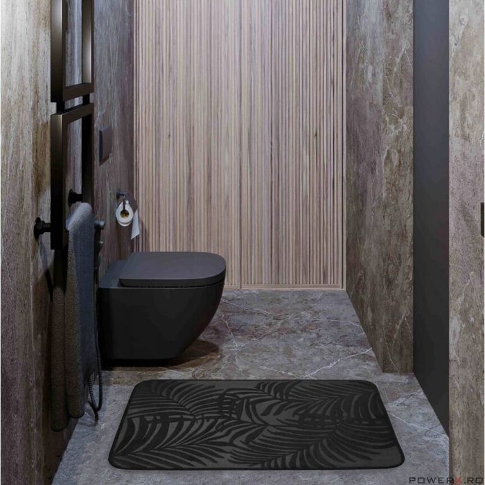 Covoras pentru baie, moale, negru, model elegant, 50x80cm, Sepio