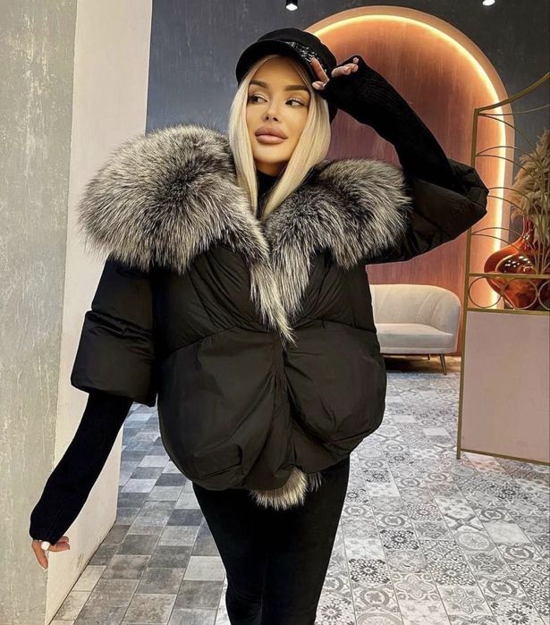 Дамско яке естествен косъм Nl Grey