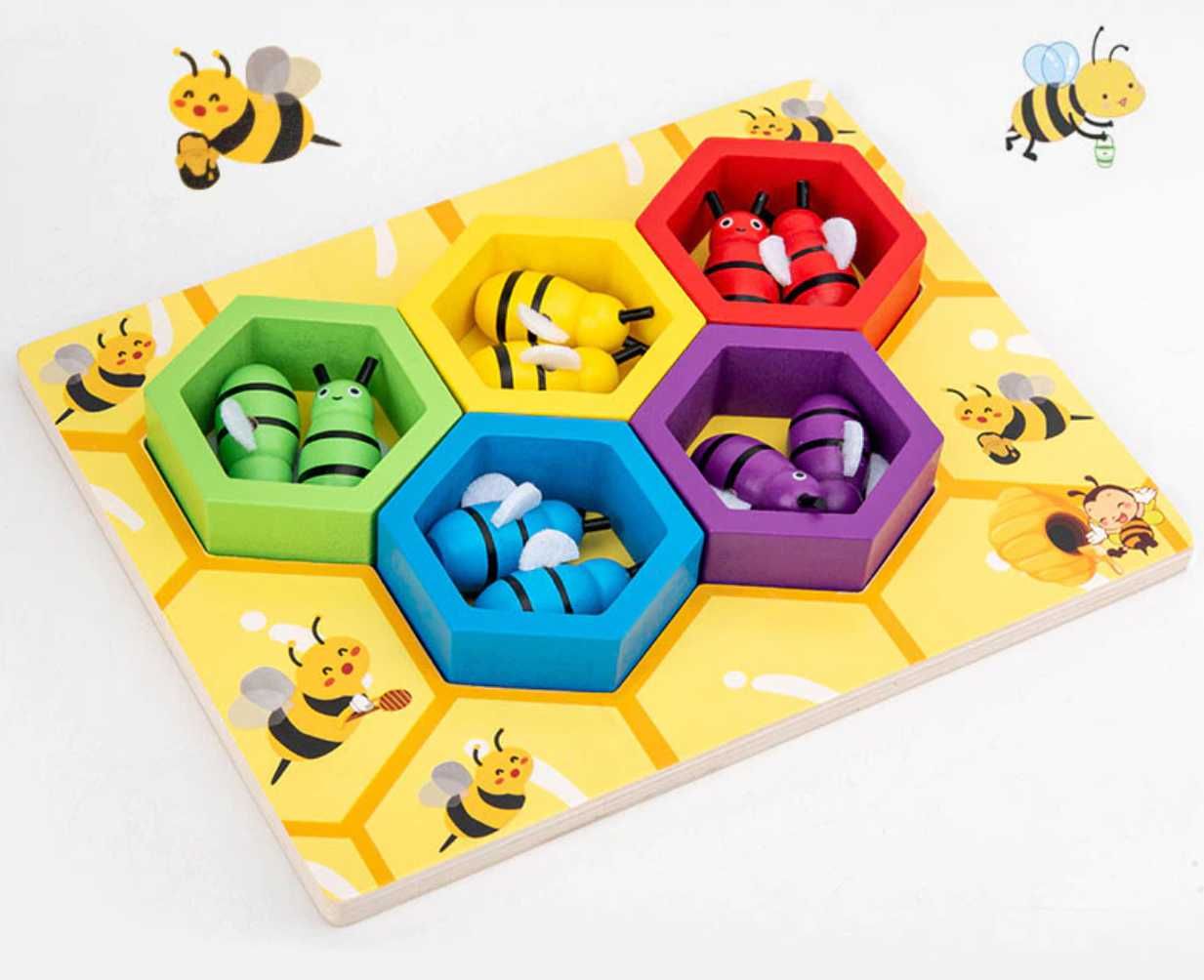 ТОП! Нов модел дървена игра - кошер с пчелички и хексагони от дърво