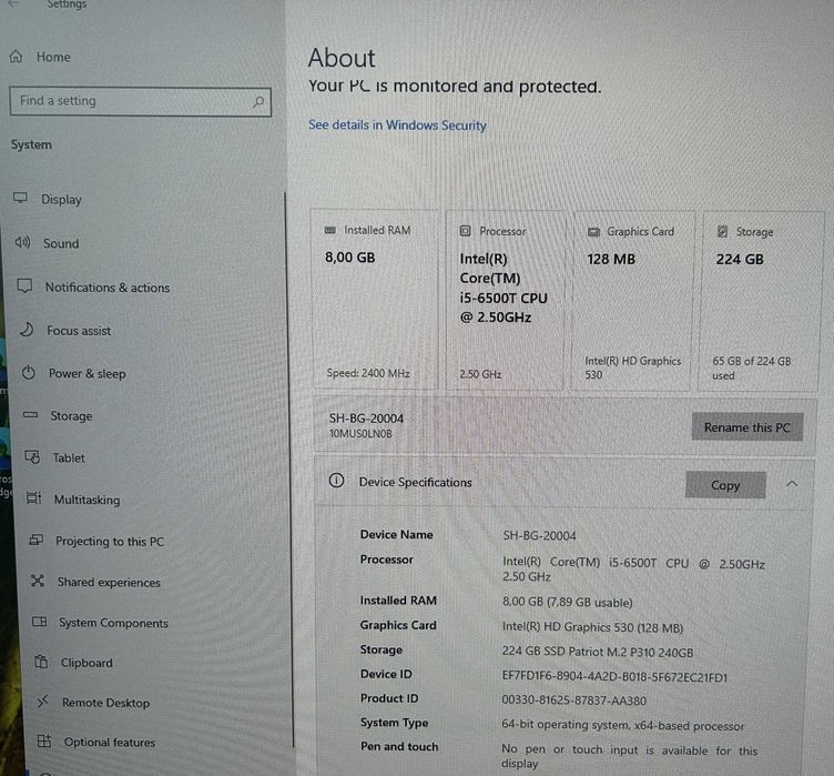 Lenovo  Lenovo ThinkCentre M910q Tiny i5-6500T/SSD-240GB PCIe/8GB