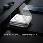 Incarcator Wireless Magnetic Pliabil 3in1, Incarcare rapida, Alb