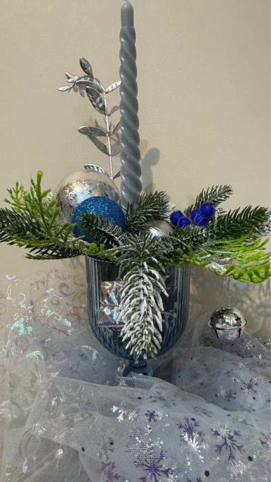 Decorațiune de Crăciun – pahar cu lumânare (handmade)