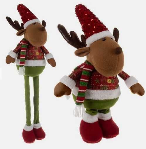 Коледни играчки с телескопични крака - джудже, елен, снежен човек