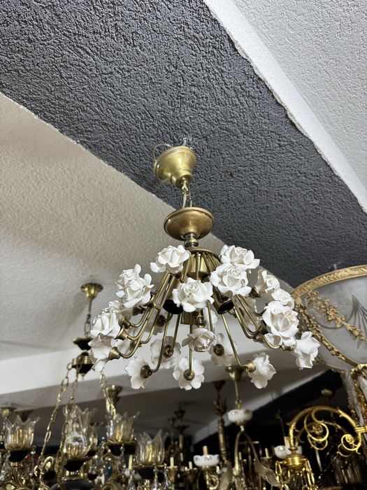 Candelabre bronz/ portelan- hol- terasa- living- dinning