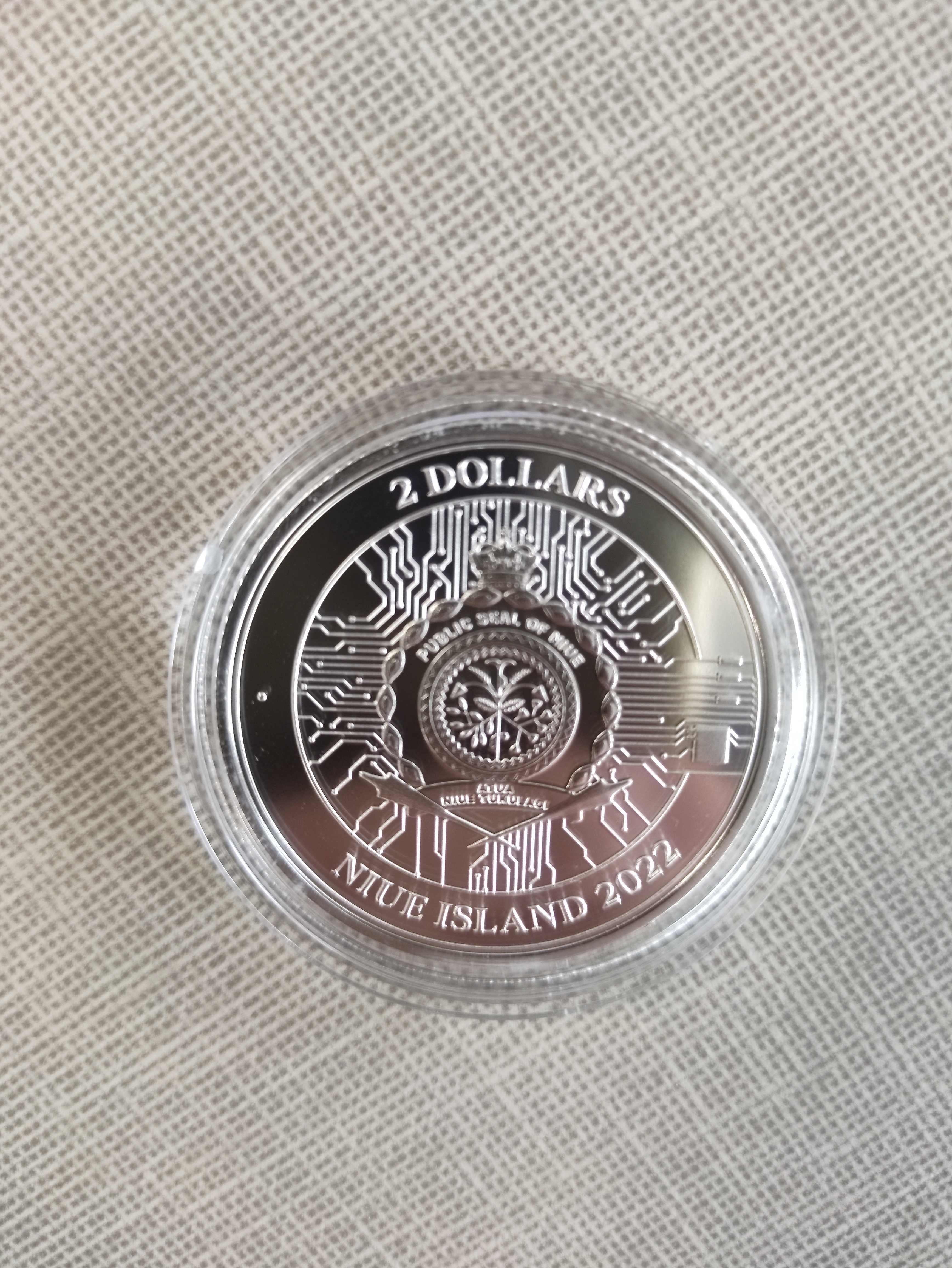 2022 1oz Niue $2 NZD биткойн сребърна монета BU