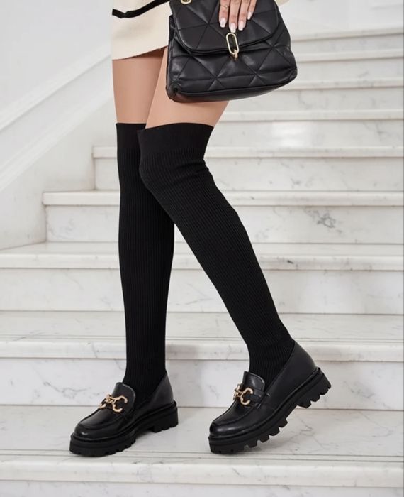 Cizme peste genunchi negre