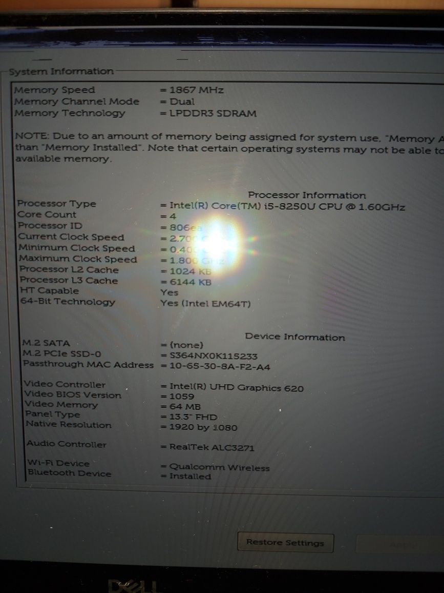 Dezmembrez laptop Dell XPS 13 9370 funcțional