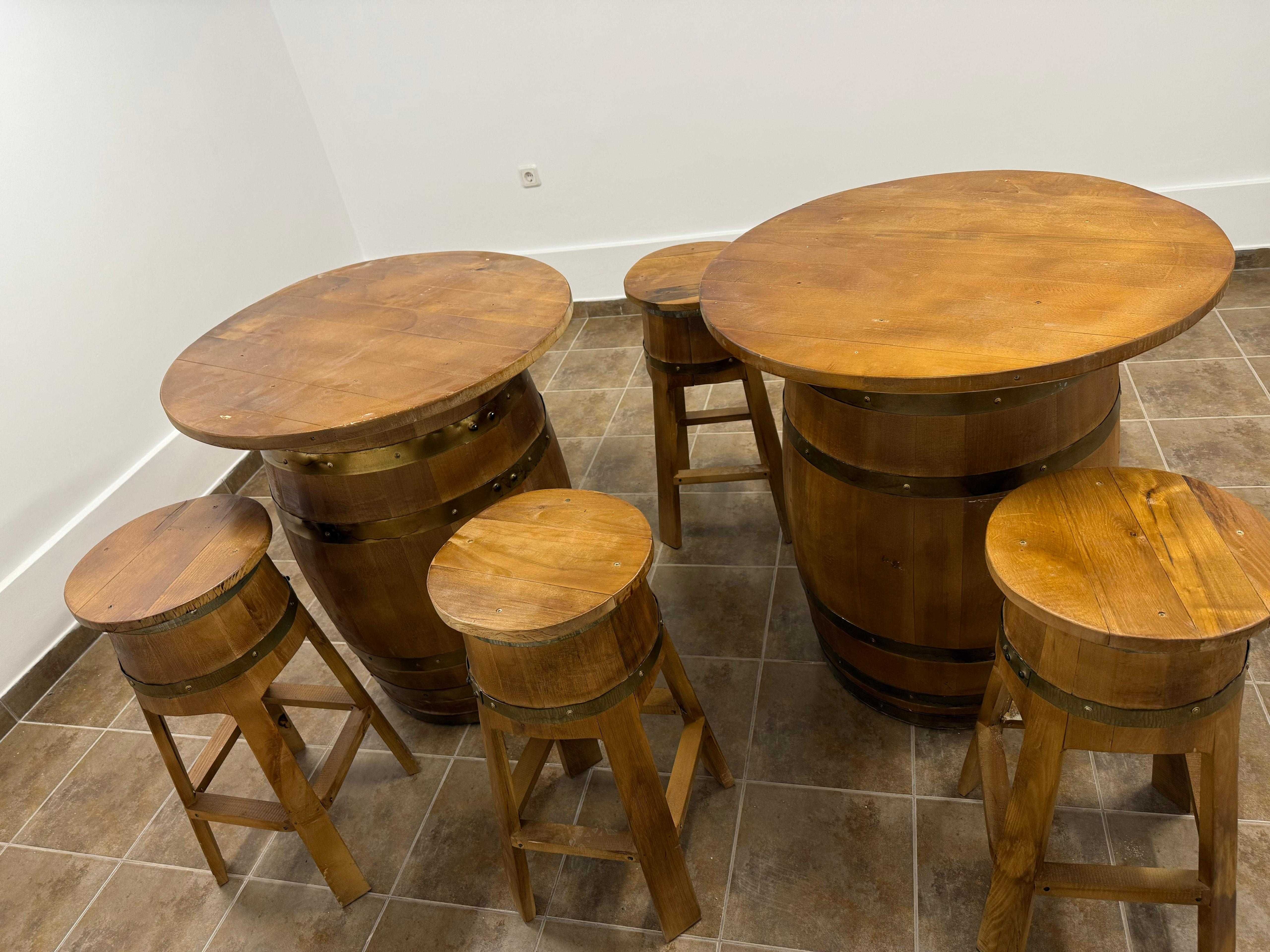 Set masă butoi + 4 scaune lemn masiv – Rustic – 1250 lei