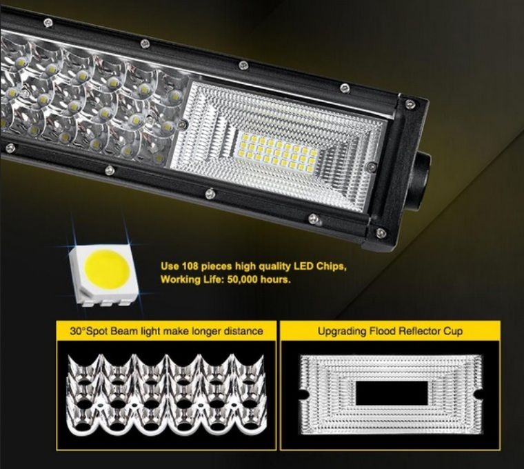 LED Bar 7D 594W 12V-24V, 125 Cm, TRI-row, Spot & Flood Combo NOU