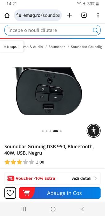 Soundbar grundig 40w ideal pentru tv