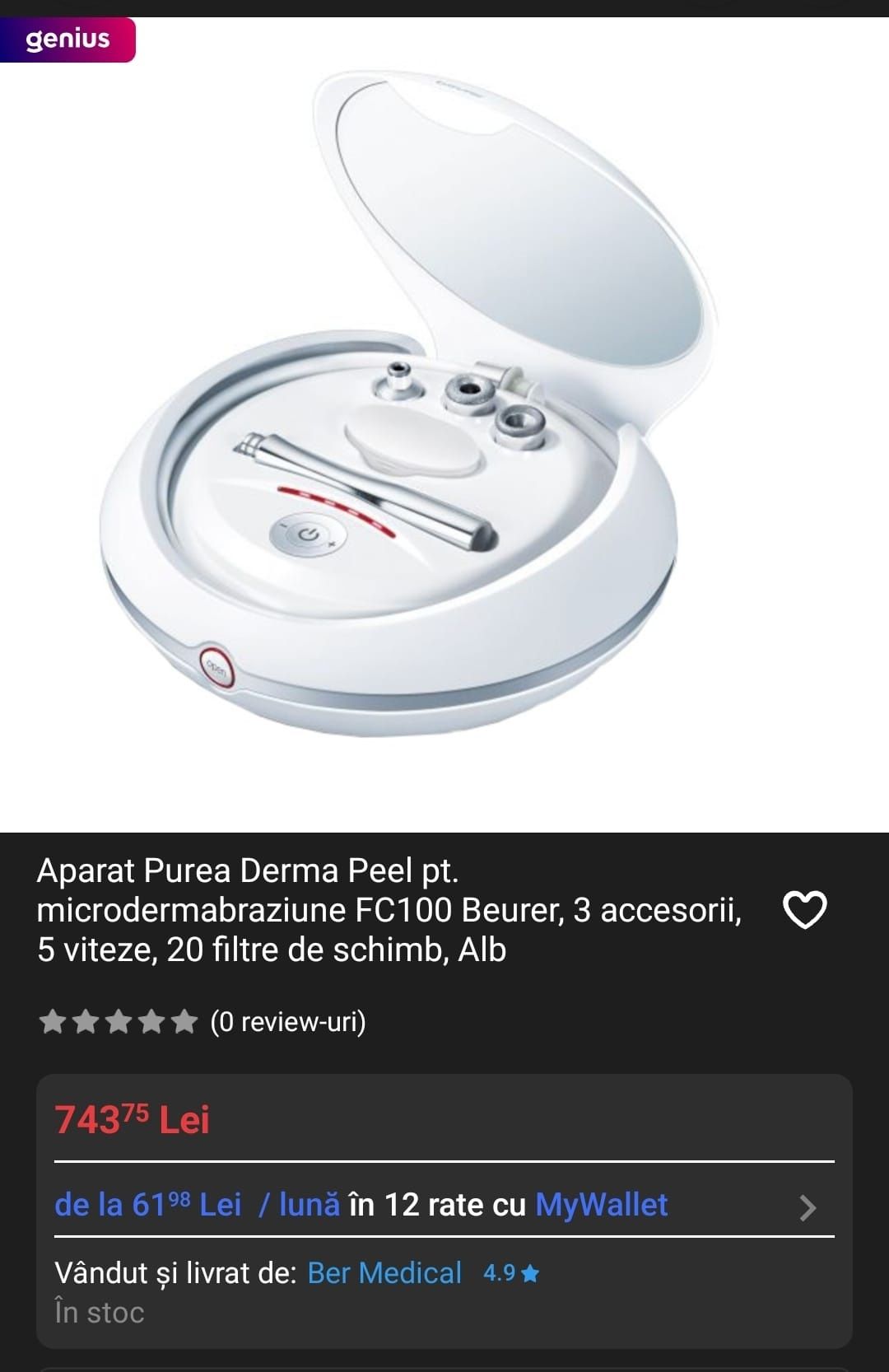 Aparat pentru microdermabraziune - Beurer FC 100 Pureo Derma Peel