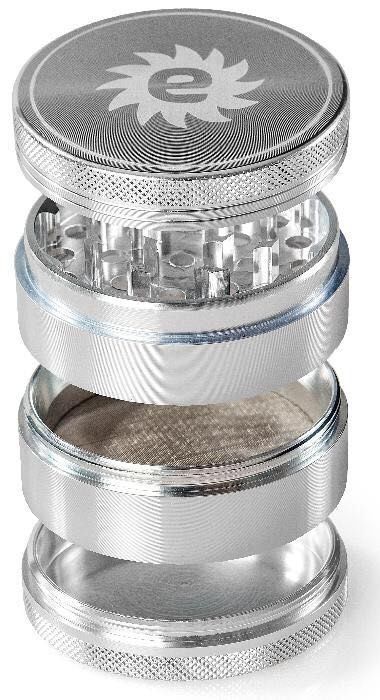 Grinder tutun/ierburi NOU, SIGILAT, 2 piese, argintiu, diametru 6.1 cm