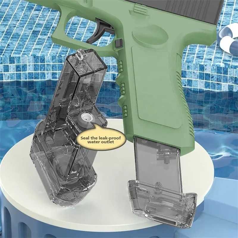 Детски воден пистолет Glock, Електрически, Автоматичен, Зелен