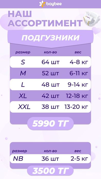 Подгузники BAYBEE по низким ценам!