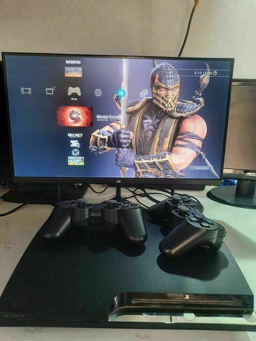 Playstation 3 Слим Прошитый 21 игры, 2 джойстик