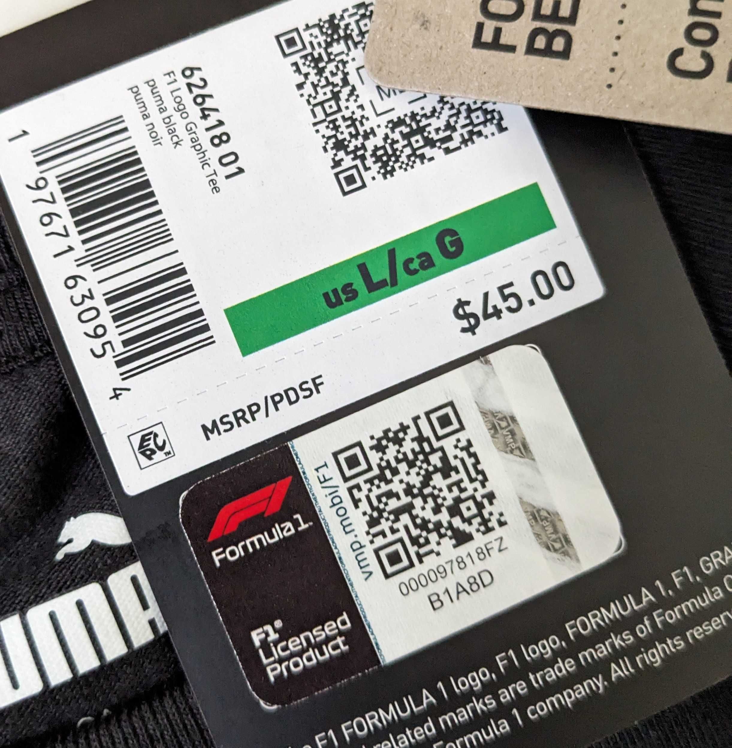 Puma x F1 Logo Graphic мъжка черна тениска размер L от Сащ