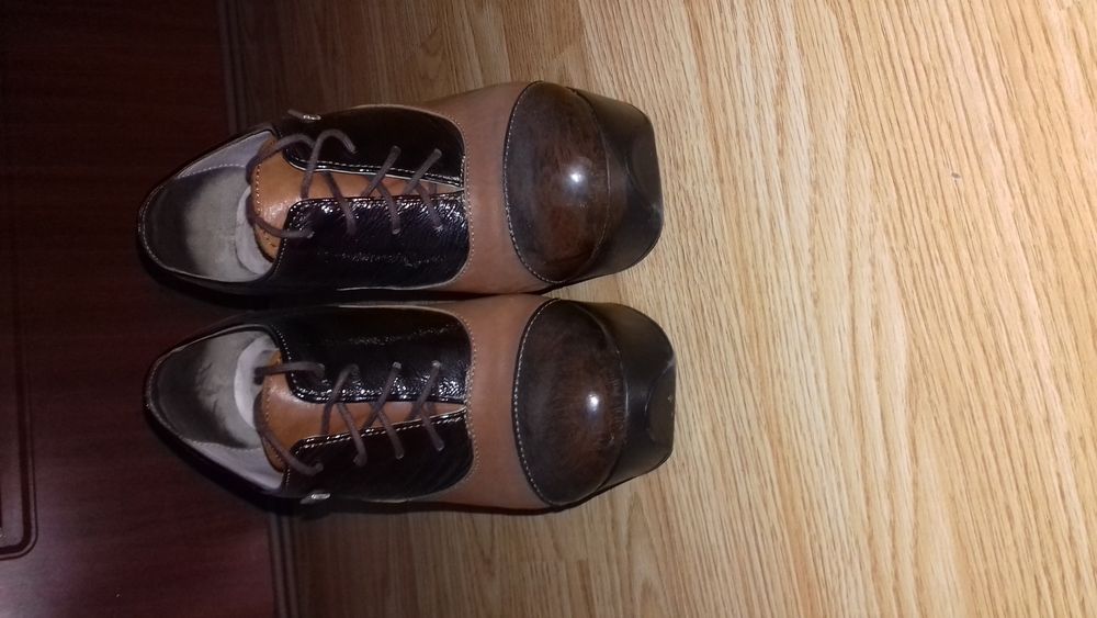 Pantofi piele cu toc lat