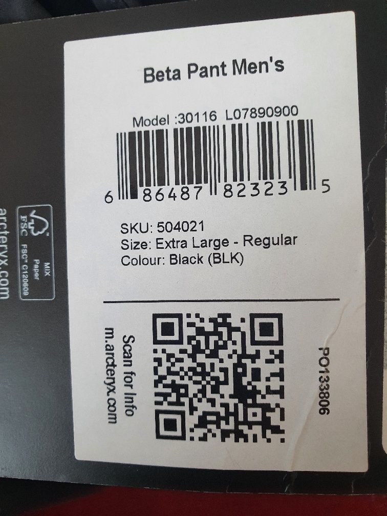 Arc'Teryx Beta pants Mens noi Goretex