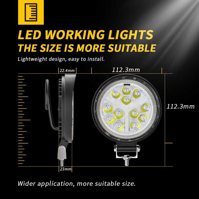 LED работна лампа 12V-24V бяла и жълта светлина 4х4 АТВ Коли