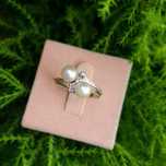 Inel din aur de 14K cu diamante naturale si perle Akoya