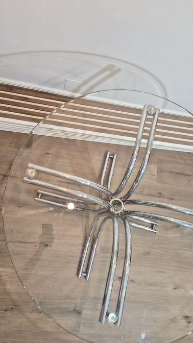 Masa de sticla cu picior  metalic