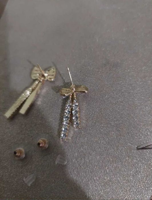 Cercei cu pietricele placati cu aur 24K