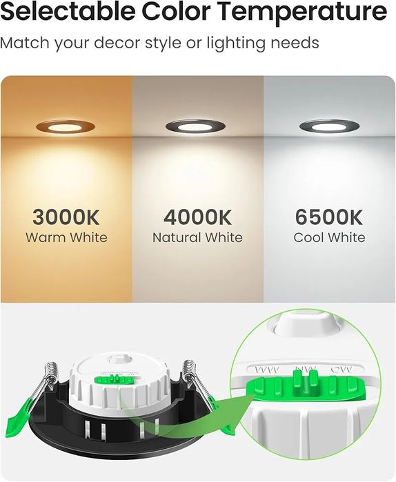 ALUSSO LED IP44 черни луни за вграждане димируеми 6W,540lm тънки 25 мм