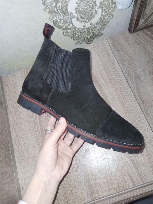 Мужские сапоги замшевые лабутен