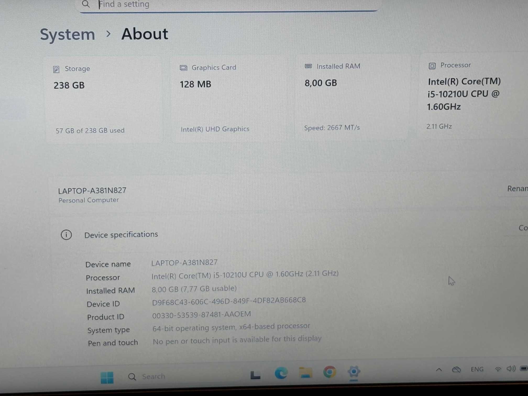 Toshiba Dynabook A40-G-10F I5 10 gen/8RAM/256GB/Full HD