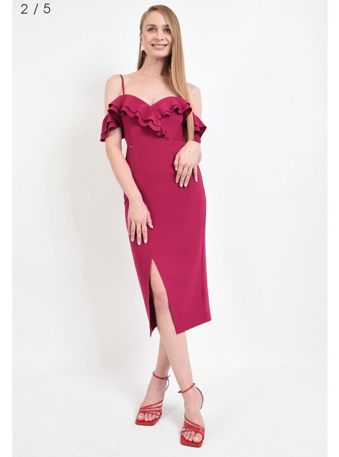 Rochie de seara/ ocazie poema magenta/fuchsia marimea S(36)