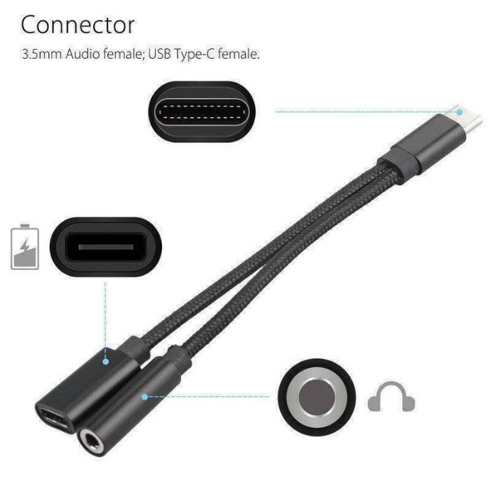 Cablul adaptor convertire USB-C la audio de 3,5 mm. 2 in 1. Nou!