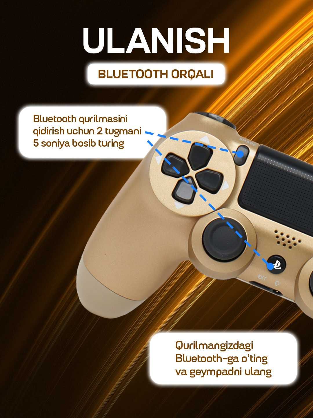Simsiz gamepad Dualshock 4 noutbuk va Sony Playstation 4 uchun joystik