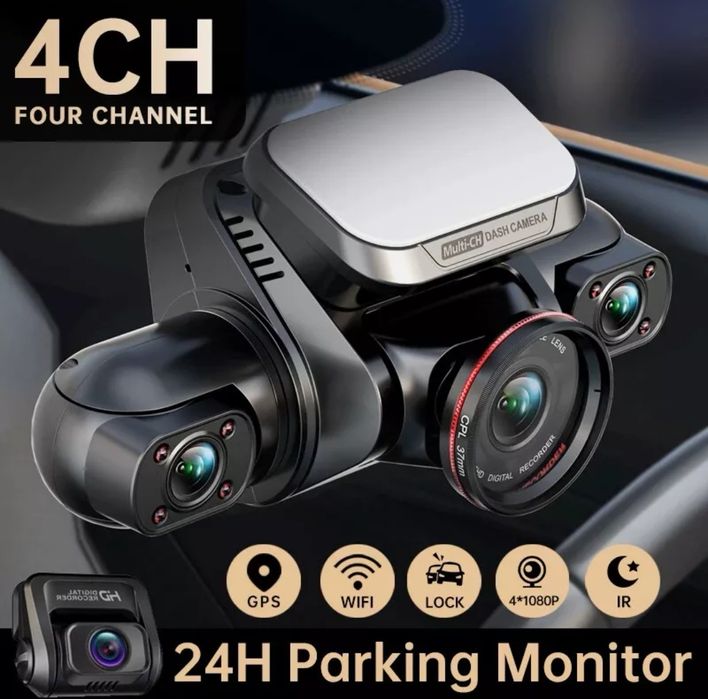 Cameră auto 360° M8S 4 canale HD 4*1080P DVR auto cu înregistrare vide
