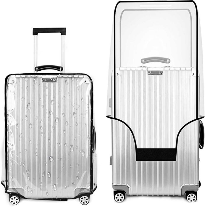 Husa protectie transparenta pentru valiza PVC fixare Velcro 67x47x33cm