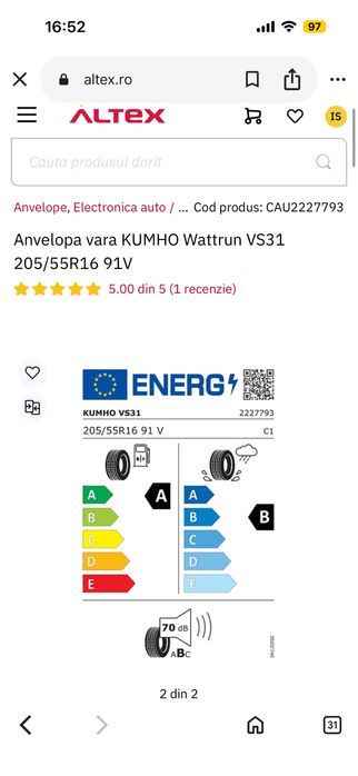 Vând anvelope de vară Kumho