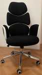 Scaun de birou ergonomic tapitat cu stofa negru/alb