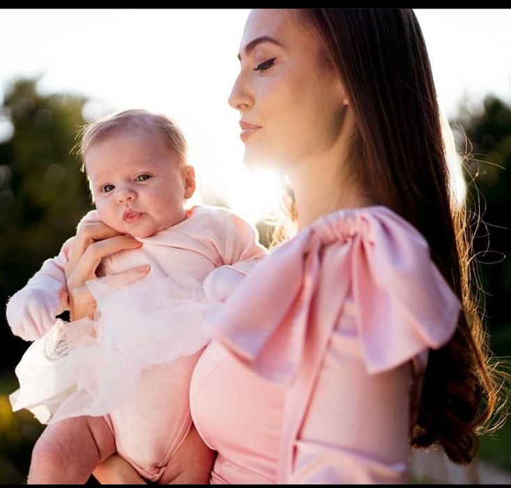 Rochie Roz Ocazie Mătase Satinata Mărime S