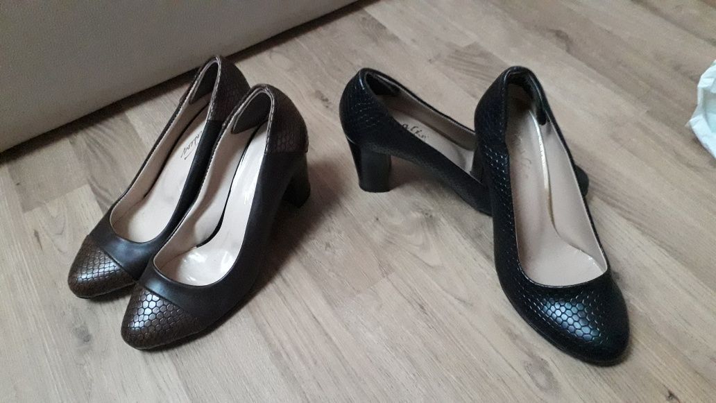 Дамски обувки черни и тъмно кафяво, размер 35,