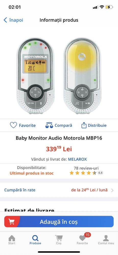 Baby monitor audio Motorola