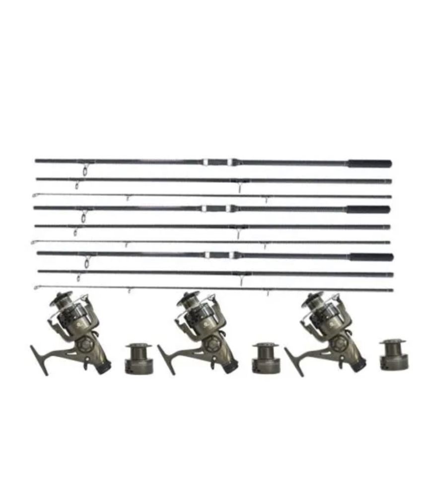 Set 3 Lansete Baracuda Master Carp, 3.9 m + cu 3 Mulinete DA6000