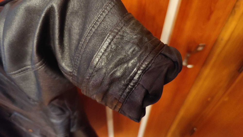 Geaca de piele naturala pentru barbati, neagra, marimea 50